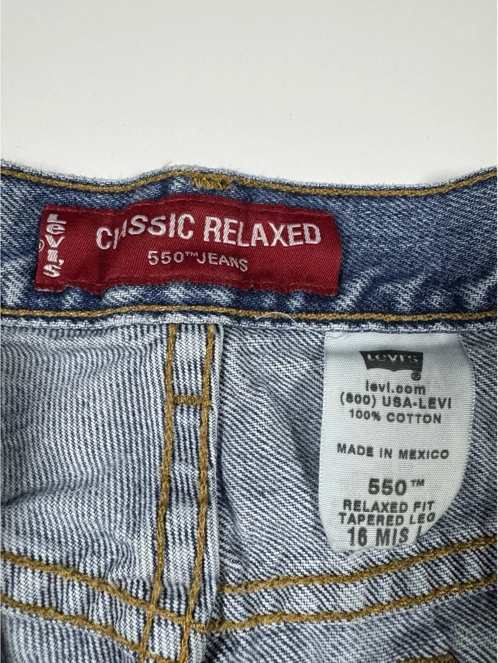 Levis 550 Classic Relaxed Fit Tapered Leg Jeans Medium Wash Blue 16 MIS L 31”